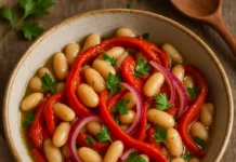 Posna salata od belog pasulja i pečene paprike Posna salata od belog pasulja i pečene paprike