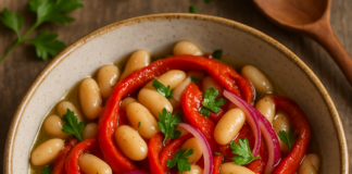 Posna salata od belog pasulja i pečene paprike Posna salata od belog pasulja i pečene paprike