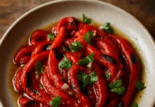 Posna salata od pečene paprike i belog luka Posna salata od pečene paprike i belog luka
