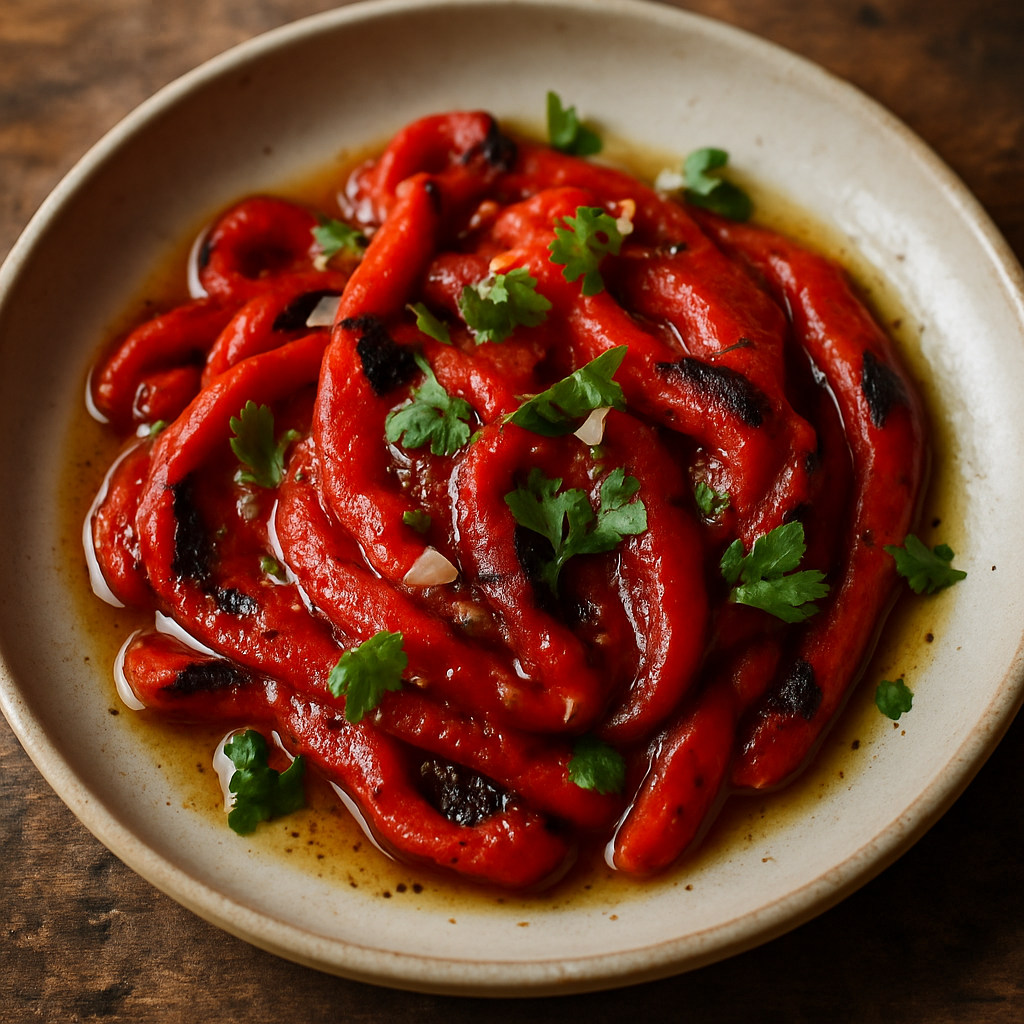 Posna salata od pečene paprike i belog luka