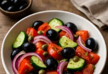 Posna grčka salata sa maslinama i kaparima Posna grčka salata sa maslinama i kaparima